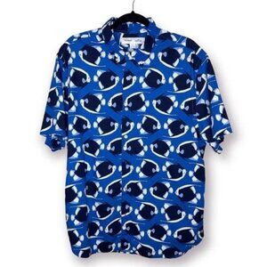 Old Navy Mens XL Blue Angelfish Hawaiian Style Short Sleeve Button Up Shirt Dory